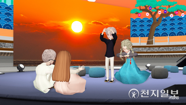 SK텔레콤이 자사 메타버스 플랫폼 ‘이프랜드’에서 호랑이를 소재로 한 회화 전시회 ‘임인년 호랑이 그림전’을 비롯해 공식 인플루언서들이 출동해 퀴즈쇼, 덕담 나누기 등 30개 이상 설날 특집 모임을 상시 운영한다. (제공: SK텔레콤) ⓒ천지일보 2022.1.29