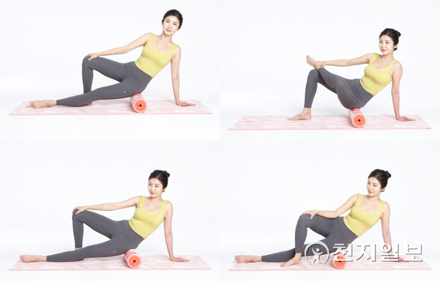 폼롤러 엉덩이 스트레칭 (제공: 자생한방병원) ⓒ천지일보 2022.2.3