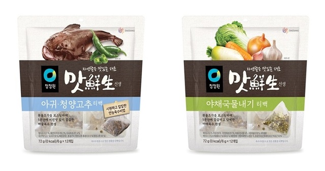 아귀청양고추티백72g, 야채국물내기티백72g. (제공: 대상㈜ 청정원)