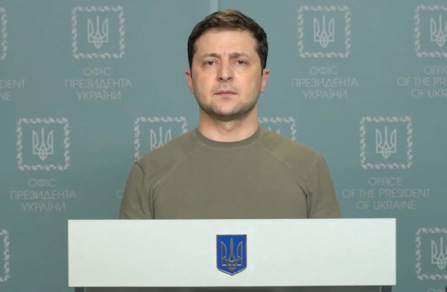 볼로디미르 젤렌스키 우크라이나 대통령이 25일(현지시간) 영상 연설을 하고 있다. (출처: 우크라이나 대통령실 홈페이지)