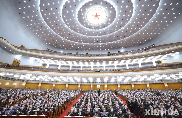 [베이징=신화/뉴시스] 중국 전국인민정치협상회의(정협) 13기 5차 전체회의가 4일 베이징 인민대회당에서 열리고 있다. 2022.03.04