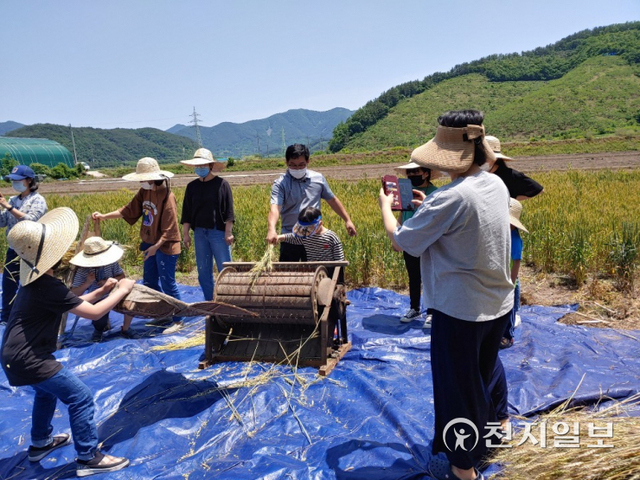 밀알영농조합법인 밀 축제 체험프로그램 진행 모습. (제공: 진주시) ⓒ천지일보 2022.3.9