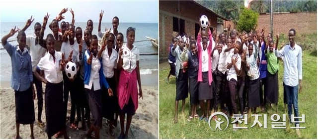 부룬디 챠씨공립중학교에서 진행한 8회차 평화교육에 참여한 학생들이 기념촬영하고 있다. (제공: HWPL) ⓒ천지일보 2022.3.11
