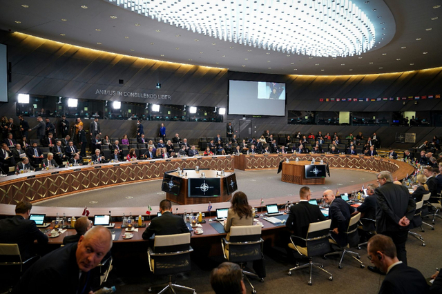 7일(현지시간) 벨기에 브뤼셀에서 열린 나토 파트너국 합동 회의 장면. ⓒ천지일보 2022.4.8