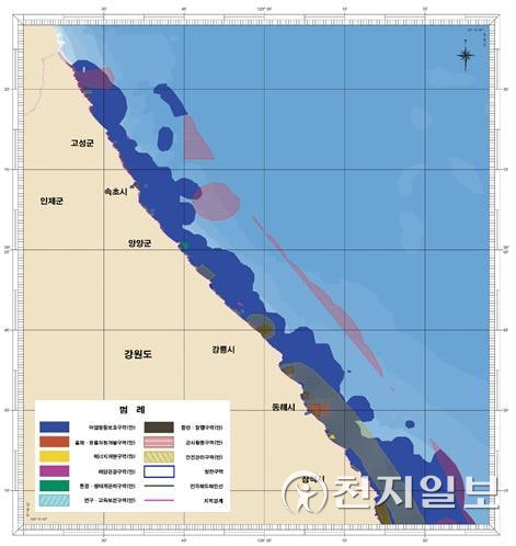 강원 해양공간관리계획 현황. (제공: 해양수산부) ⓒ천지일보 2022.4.26
