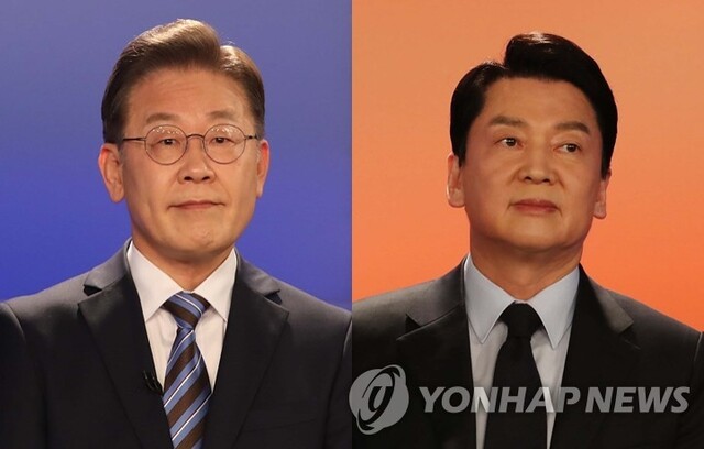 더불어민주당 이재명 상임고문과 안철수 대통령직인수위원장. (출처: 연합뉴스)