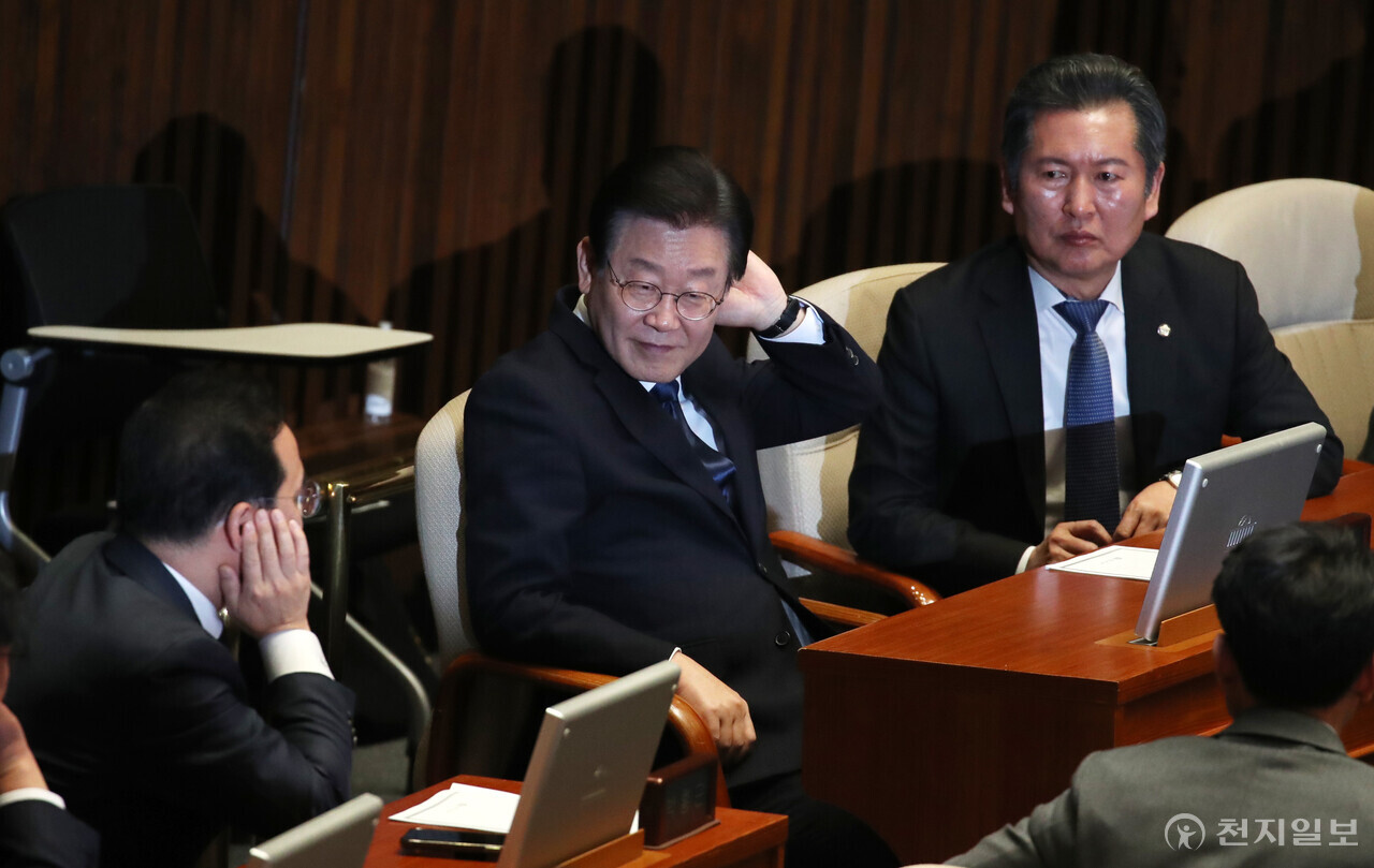 [천지일보=박준성 기자] 더불어민주당 이재명 대표가 27일 오후 서울 여의도 국회에서 열린 제403회 국회(임시회) 제8차 본회의에 참석하고 있다. ⓒ천지일보 2023.02.27.
