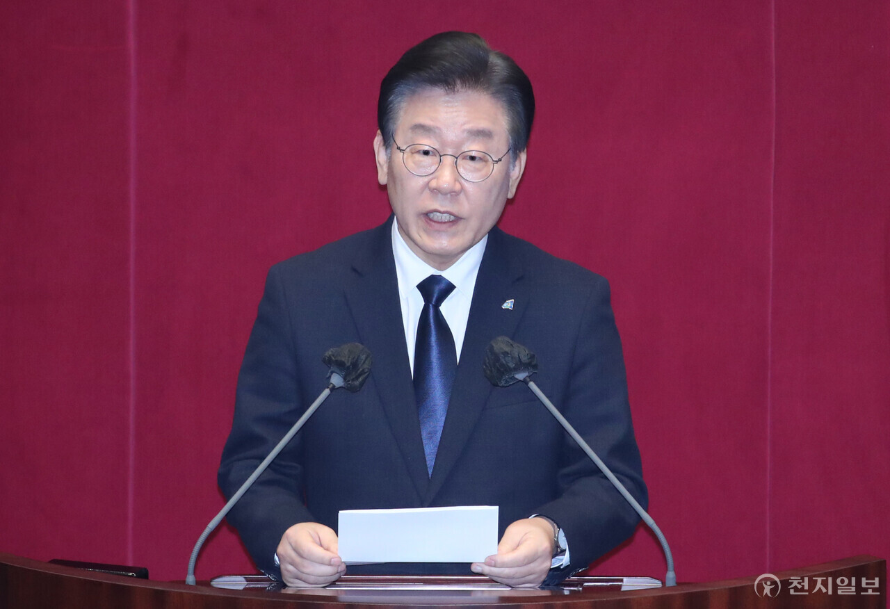 [천지일보=박준성 기자] 더불어민주당 이재명 대표가 27일 오후 서울 여의도 국회에서 열린 제403회 국회(임시회) 제8차 본회의에서 자신에 대한 체포동의안 관련 신상 발언을 하고 있다. ⓒ천지일보 2023.02.27.