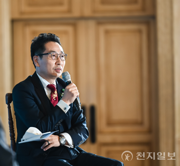 김수로 테넷디에스 회장이 IPFS&FILCOIN 포럼에서 강연하고 있는 모습 (제공: 테넷디에스) ⓒ천지일보 2023.03.08.