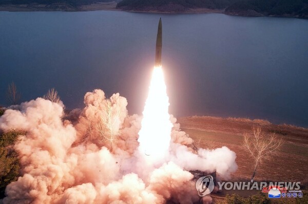 북한 단거리탄도미사일 발사 장면. (출처: 연합뉴스)