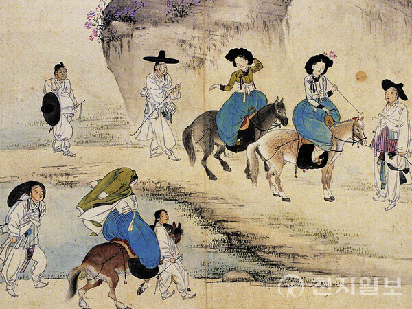 신윤복필 풍속도첩 ‘연소답청(年少踏靑)’ (원본 간송미술문화재단 소장) ⓒ천지일보 2023.04.03.