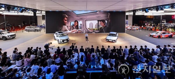 2023 상하이모터쇼 프레스 컨퍼런스가 진행되고 있는 현대자동차관 전경. (제공: 현대자동차) ⓒ천지일보 2023.04.18.