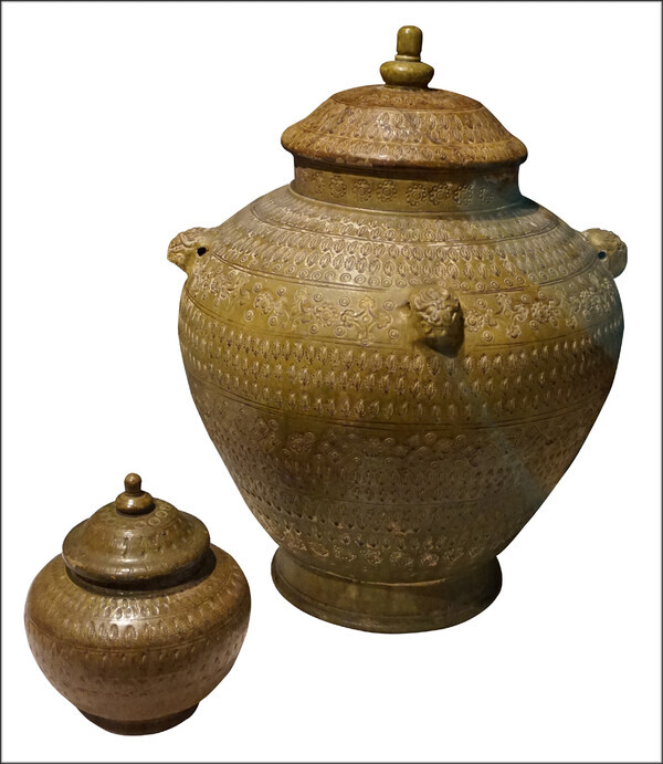 도 1-1. 녹유 보주문 사리기의 외와 내호 (제공: 강우방 일향한국미술사연구원장) ⓒ천지일보 2023.04.21.