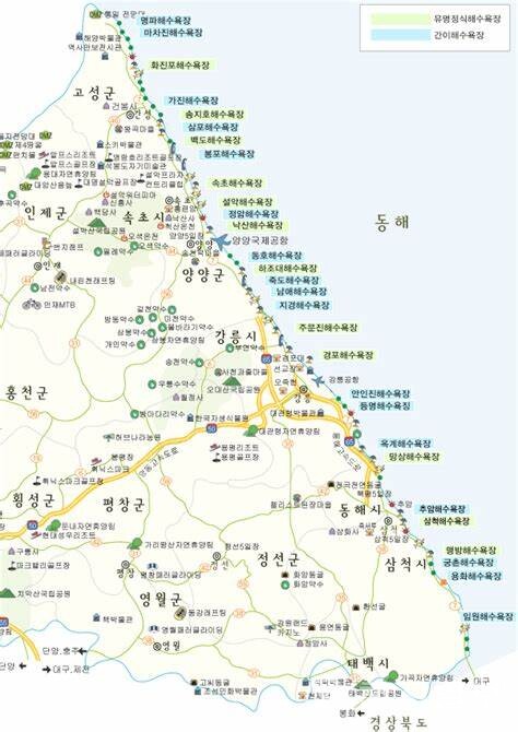 강원특별자치도 동해안 해수욕장 지도. (제공:강원도청) ⓒ천지일보 2023.06.21.