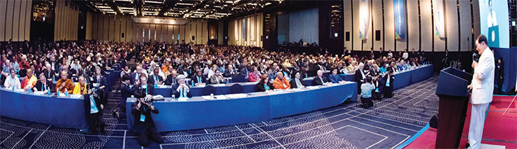 전 세계 국가, 시민사회, 여성, 청년, 종교 지구촌 평화 리더 1000여명이 참석한 전쟁 종식 평화 국제법 제정 콘퍼런스가 열린 가운데 대표가 발언하고 있다. (제공:HWPL) ⓒ천지일보 2023.07.12.