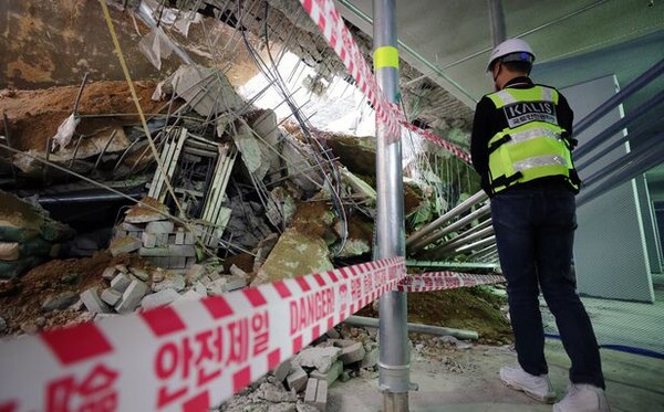 인천시 서구 검단신도시 신축 아파트 건설 중 발생한 붕괴사고 현장. (출처: 연합뉴스)
