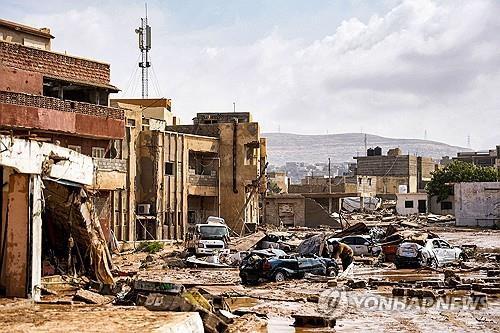 홍수 난 리비아 동북부 데르나시 시내 모습 (출처: AFP, 연합뉴스)