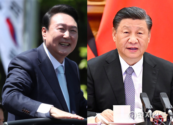 윤석열 대통령(왼쪽)과 시진핑 중국 국가주석. ⓒ천지일보 2022.5.10