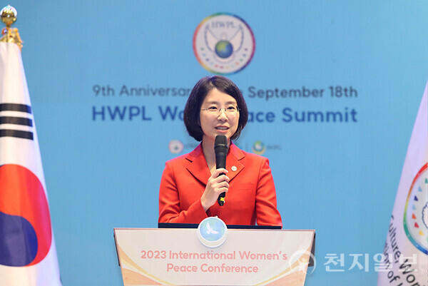 HWPL 협력단체인 세계여성평화그룹(IWPG) 윤현숙 대표.  ⓒ천지일보 2023.09.25.