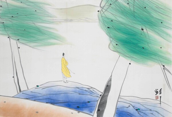 박노수 '풍안', 한지에 수묵담채(110×162cm, 1990) (제공: (재)한원미술관) ⓒ천지일보 2023.10.23.