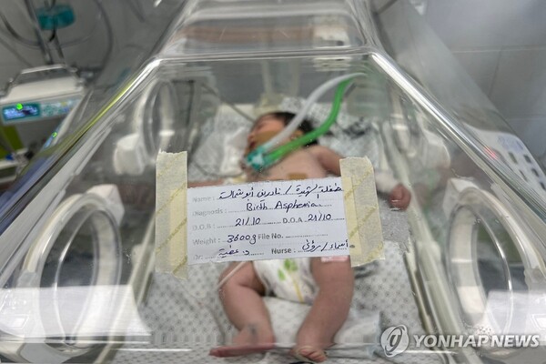 가자지구의 한 병원에 입원 중인 신생아. (출처: 연합뉴스)