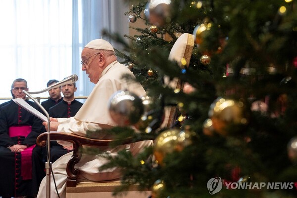 프란치스코 교황 신년 연설. (출처: 연합뉴스)