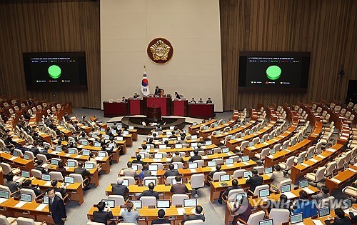 9일 국회에서 열린 본회의에서 이태원참사 특별법이 야당 단독 처리되고 있다. (출처: 연합뉴스)