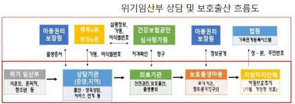 위기임산부 상담 및 보호출산 흐름도, 출처 : 보건복지부. (제공: 경남도)ⓒ천지일보 2024.01.31.