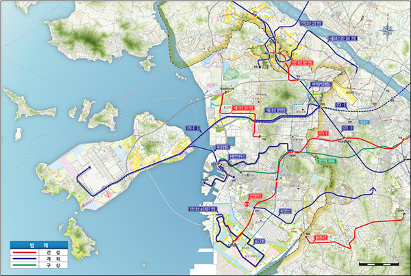 인천시 철도망 구축 추진계획 노선도(제공: 인천시청) 