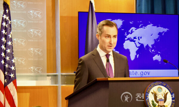 ⓒ천지일보 2024.01.04. U.S. State Department Press Secretary Matthew Miller holds a briefing in Washington, D.C., on January 4, 2024.