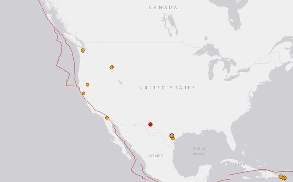 미국 텍사스주 남부에서 17일 규모 5.1 지진이 일어났다. (사진출처: USGS 홈페이지 캡처) 2024.02.17