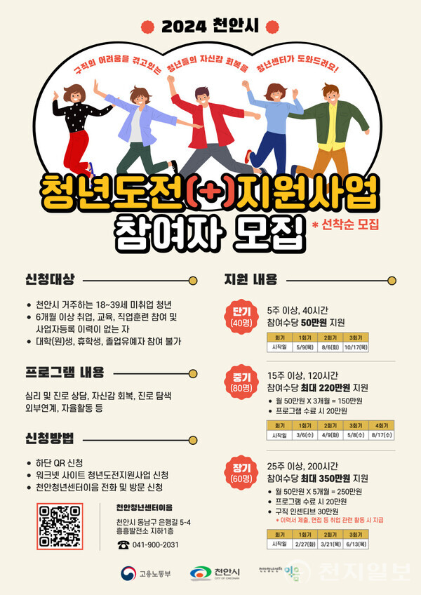 청년도전지원사업 참여자 모집 홍보문. (제공: 천안시) ⓒ천지일보 2024.02.20.