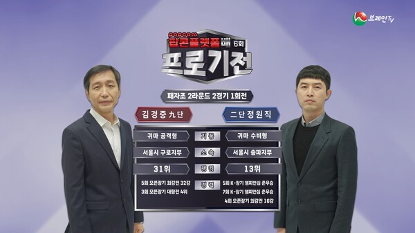 브레인TV ‘6회 프로기전’ 패자조 2라운드 2경기 1회전. (제공: 브레인TV)
