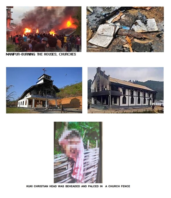 인도 북동부의 마니푸르주의 기독교 박해가 점점 심각해지고 있는 것으로 전해졌다. 사진은 기독교 박해 관련. (출처:한국교회언론회)