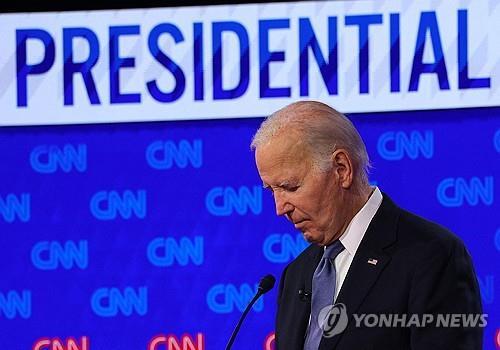 대선후보 토론에 참석한 조 바이든 미국 대통령[로이터=연합뉴스]