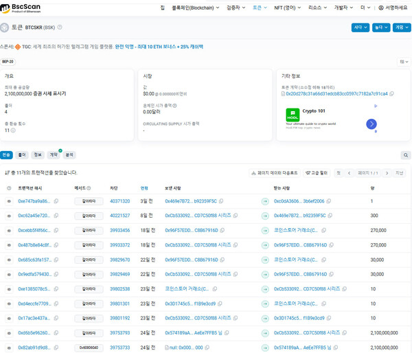 바이낸스 BSK 코인 정보. ⓒ천지일보 2024.07.14.