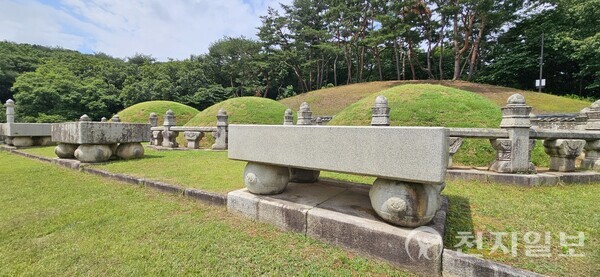 3기의 봉분 앞에 각각의 혼유석이 설치돼 있다. (제공: 이의준 왕릉답사가) ⓒ천지일보 2024.07.17.