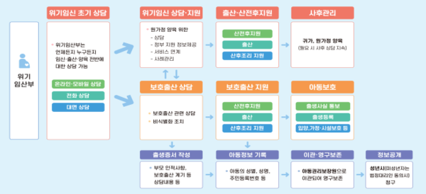 위기임신 및 보호출산 지원 제도 기본체계. (제공: 보건복지부)