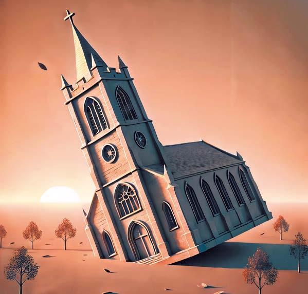생성형 인공지능(AI) 챗지피티(ChatGPT)-4 로 만든 ‘쇠락하는 한국교회’ 이미지. (출처: ChatGPT) ⓒ천지일보 2024.10.28.