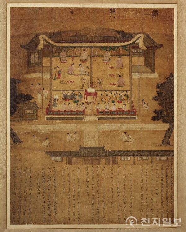 조선 중기에 나라에서 원로대신들에게 베풀어준 기영회(耆英會)를 기념하기 위해 그린 기록화인 ‘기영회도’ (국립중앙박물관 소장) ⓒ천지일보 2024.11.27.