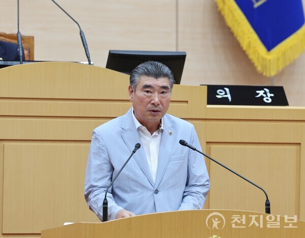 5일 최명수 전남도의원이 제386회 제2차 정례회 제3차 본회의에서 발언하고 있다. (제공: 전남도의회) ⓒ천지일보 2024.12.05.