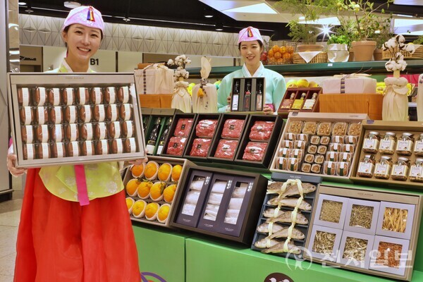 롯데백화점 모델이 설 선물을 소개하는 모습. (제공 : 롯데백화점) ⓒ천지일보 2024.12.17.