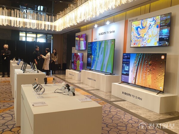 [천지일보=황해연 기자] 15일 서울 종로구 포시즌스 호텔에서 열린 샤오미코리아 첫 기자간담회에 샤오미의 TV A 시리즈, TV A 프로 시리즈 등 TV를 비롯한 신제품이 전시된 모습. ⓒ천지일보 2025.01.15.