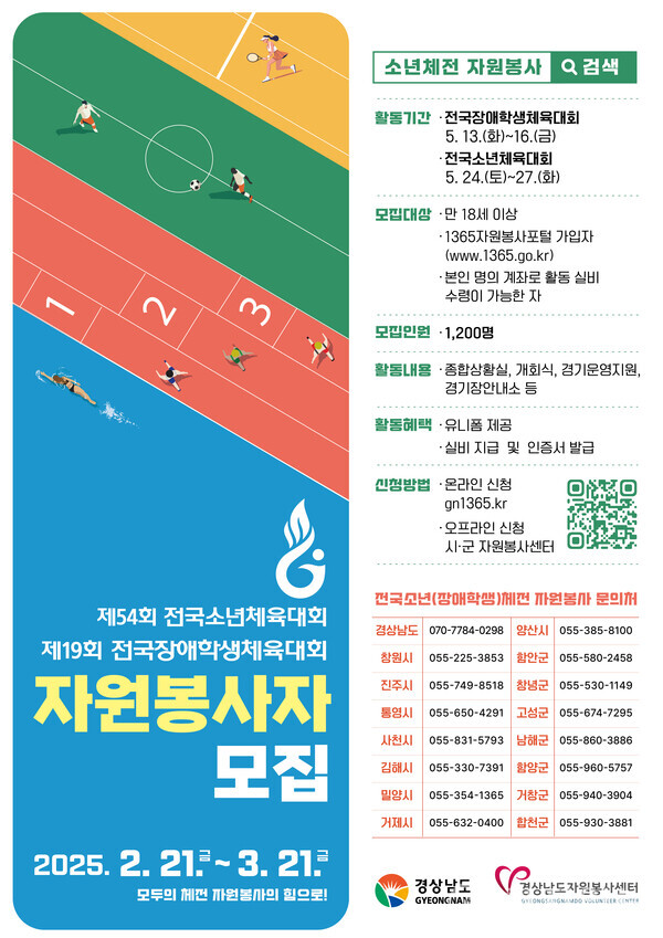전국소년(장애학생)체전 자원봉사자 모집. (제공: 경남도청)ⓒ천지일보 2025.02.21.