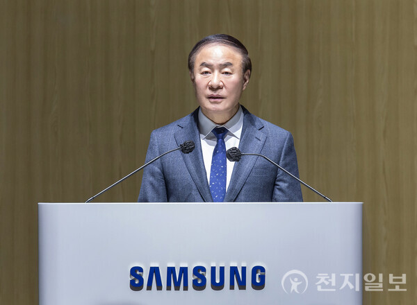전영현 삼성전자 DS부문장 부회장이 19일 수원컨벤션센터에서 열린 제56기 삼성전자 주총에서 발언하고 있다. (제공: 삼성전자) ⓒ천지일보 2025.03.19.