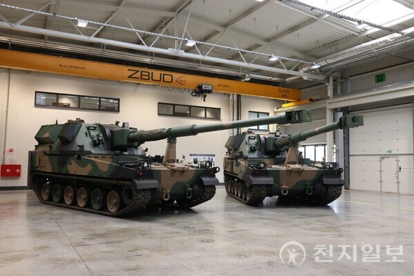 한화에어로스페이스가 공급하는 차체 구성품으로 폴란드 현지 생산한 크라프 자주포의 모습. (제공: 한화에어로스페이스) ⓒ천지일보 2025.04.08.