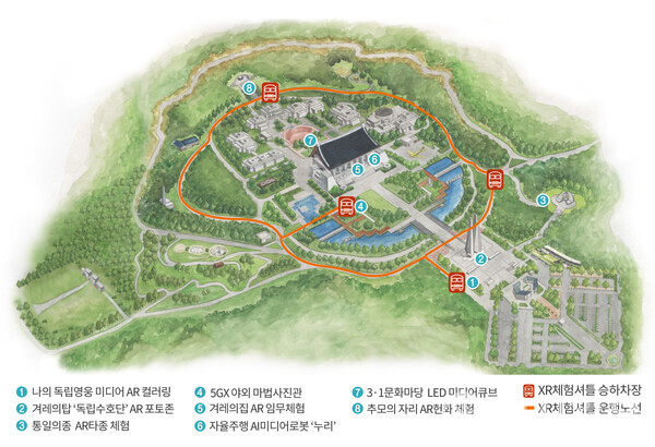 XR체험셔틀 노선 및 야외체험콘텐츠. (제공: 독립기념관) ⓒ천지일보 2025.04.28.