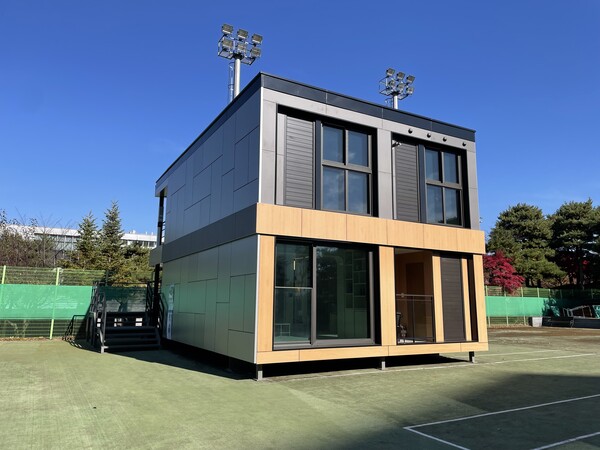 GS건설이 용인기술연구소에 설치 완료한 철골모듈러 목업(Mock-up) 외부 전경. (제공: GS그룹) ⓒ천지일보DB