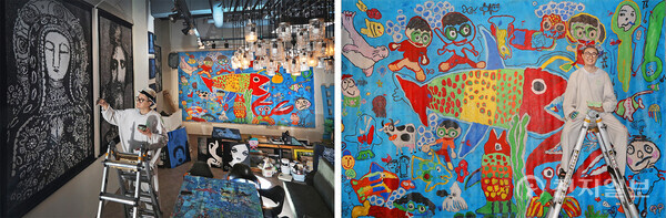 구구킴의 작품 세계는 동심, 기독교, 불교, 클래식 등 순수미술 영역의 4개 섹션과 캐릭터 ‘구구걸스’를 포함해 총 5개 파트로 구성돼 있다. (사진 제공: 구구문화진흥원) ⓒ천지일보 2025.05.20.