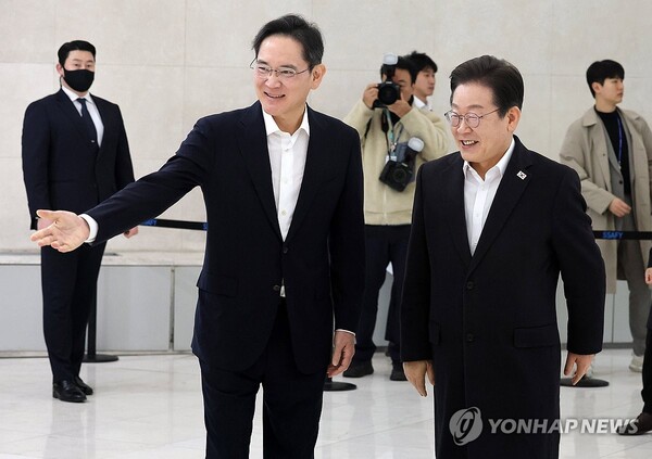 지난 3월 이재용 회장을 만난 이재명 대통령. (출처: 연합뉴스)